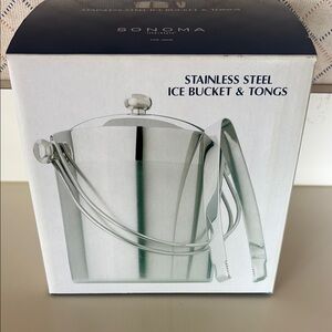 Sonoma Silver Ice Bucket Set with Tongs